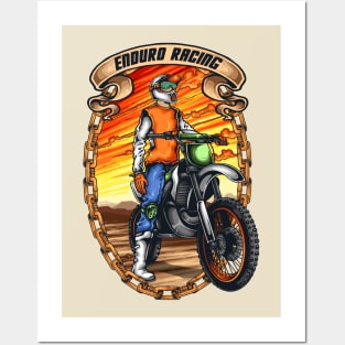 Motocross racer with helmet Posters and Art